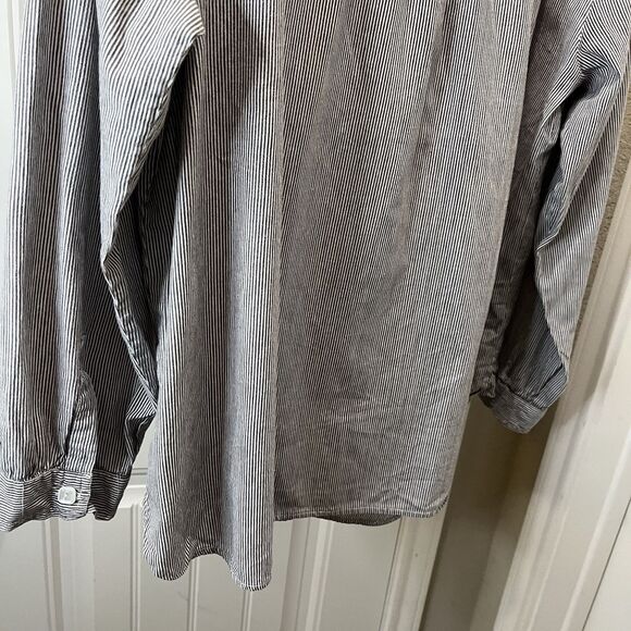 New Direction Black White Striped Henley Long Sleeve Top Womens Size 2X Peasant - Picture 7 of 11